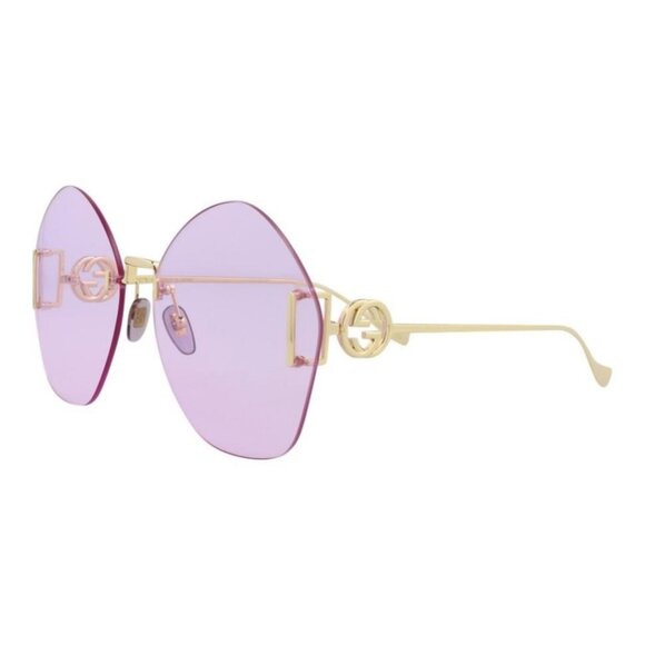 Gucci Womens Round/Oval Gold Gold Violet Fashion Designer Eyewear - Picture 1 of 4